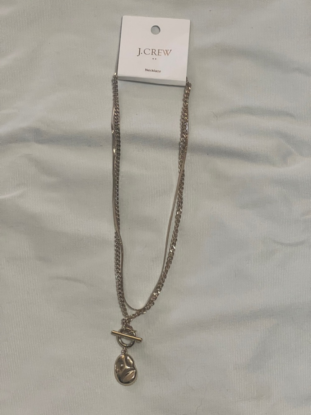 J. Crew Gold-Tone Layered Necklace with Sculpted Pendant NWT